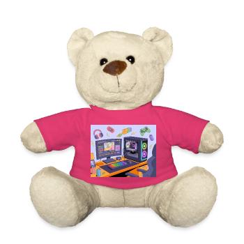 Bureau de jeu rétro néon RGB - Nounours - rose - Devant