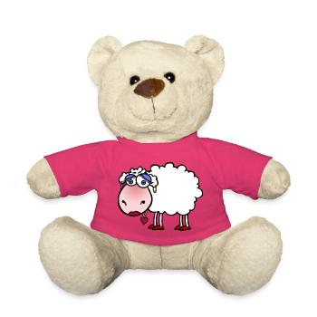 Mouton câlin avec pendentif en forme de cœur - Nounours - rose - Devant