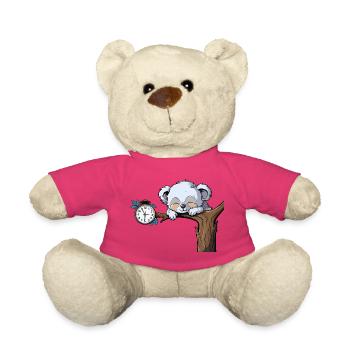 Schlafender Koala am Uhrzweig - Teddy - Pink - Vorne