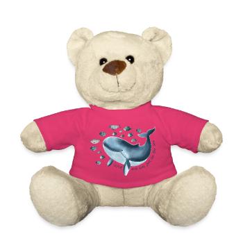 Freiheit für Hope- blauer Wal mit Fischschwarm - Teddy - Pink - Vorne