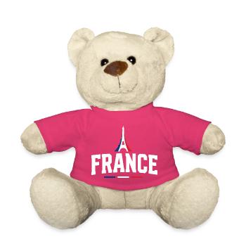 Éiffel et drapeau français supporter - Nounours - rose - Devant
