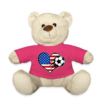 USA Herz Flagge Fußball mit Herz - Teddy - Pink - Vorne