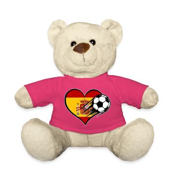 Spanien Flagge Fußball mit Herz - Teddy - Pink - Vorne