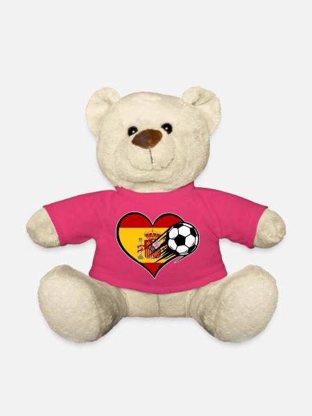 Spanien Flagge Fußball mit Herz - Teddy - Pink