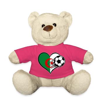 Algerien Flagge Fußball mit Herz - Teddy - Pink - Vorne
