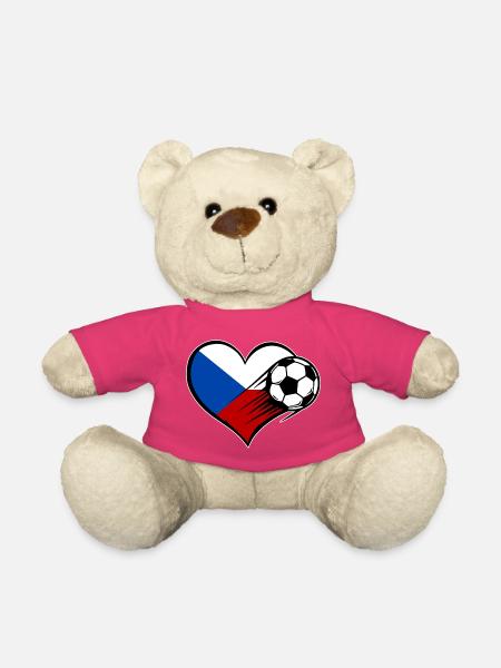 Tschechien Flagge Fußball mit Herz - Teddy - Pink