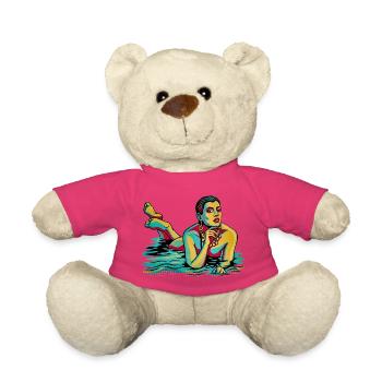 Pop art woman in water - Teddy Bear - pink - Front
