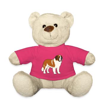 Illustration colorée d’un chien Saint-Bernard - Nounours - rose - Devant