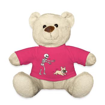 Halloween, Französische Bulldogge, Skelett - Teddy - Pink - Vorne