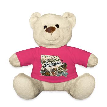 Louisiana Pelican State Vintage Reiseaufkleber - Teddy - Pink - Vorne