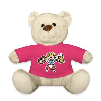 Volksfest Madl mit Bier und Breze - Teddy - Pink - Vorne