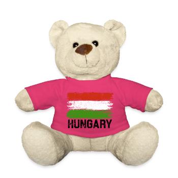 Coup de pinceau du drapeau hongrois - Nounours - rose - Devant