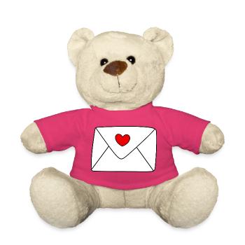 Herz Brief Liebesbrief Geschenk Valentinstag Paare - Teddy - Pink - Vorne