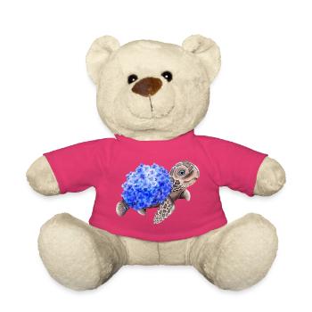 Schildkröte mit Hydrangea Hortensien - Teddy - Pink - Vorne
