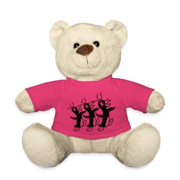 3 crazy penguins running stupid team friends crew - Teddy Bear - pink - Front