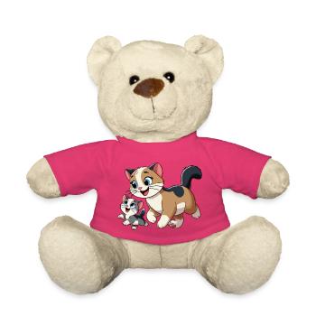 English Shorthair mother and child - Teddy Bear - pink - Front