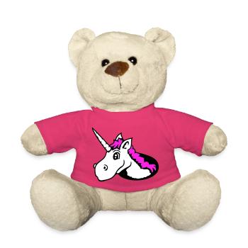 Unicorn Floor Hole Funny Smile Comic Cartoon - Teddy Bear - pink - Front