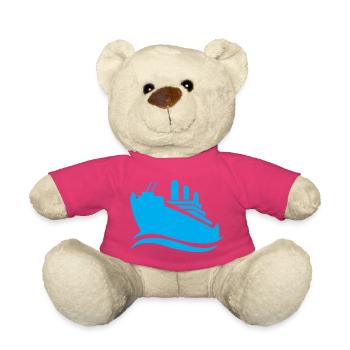 Silhouette de bateau de croisière mer minimaliste - Nounours - rose - Devant