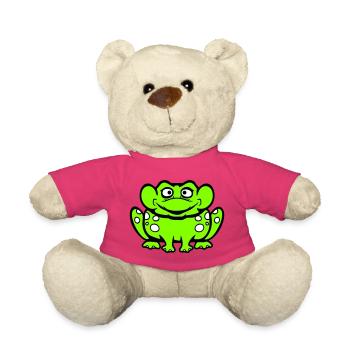 Frosch Kröte lacht lustig albern frech sitzt Comic - Teddy - Pink - Vorne