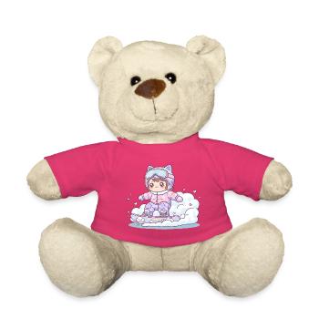 Kawaii Snowboard Girl Regenbogen Niedlich - Teddy - Pink - Vorne