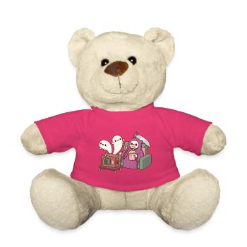 Süßer Sensenmann Mit Popcorn Und Fliegenden Geistern - Teddy - Pink - Vorne