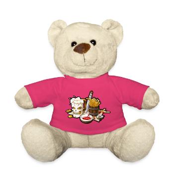 Krug mit Totenkopfbier und Piratenchips - Teddy - Pink - Vorne