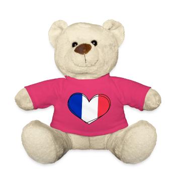 Cœur Tricolore France - Nounours - rose - Devant