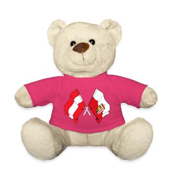 Drapeau Autriche et Haute-Autriche franchi - Nounours - rose - Devant