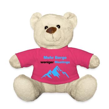 More mountains, fewer meetings, holidays, office - Teddy Bear - pink - Front