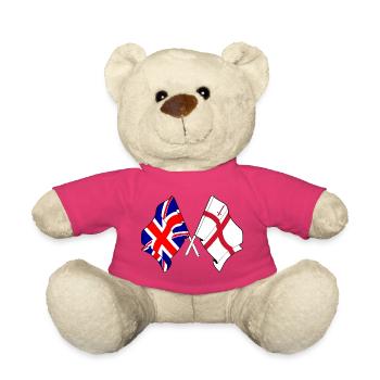 Drapeaux de la ville de Londres et de Grande-Bretagne - Nounours - rose - Devant
