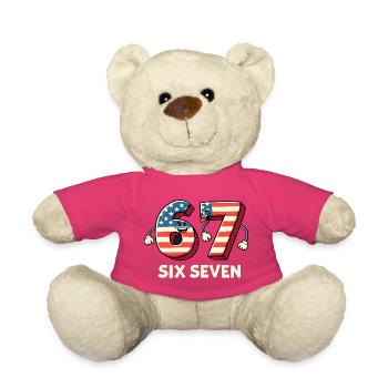 US Flag 67 Memes Six Seven - Nounours - rose - Devant