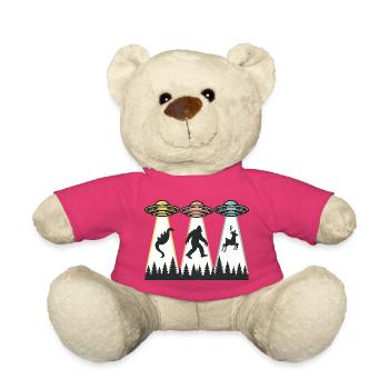 Alien Abduction Bigfoot Loch Ness Funny UFO - Teddy Bear - pink - Front