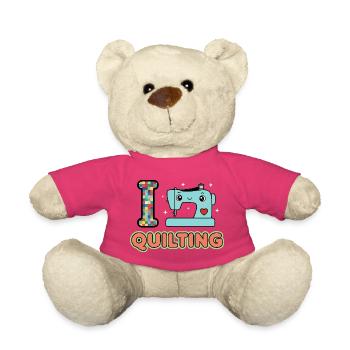 I Love Quilting Sewing Machine - Teddy Bear - pink - Front