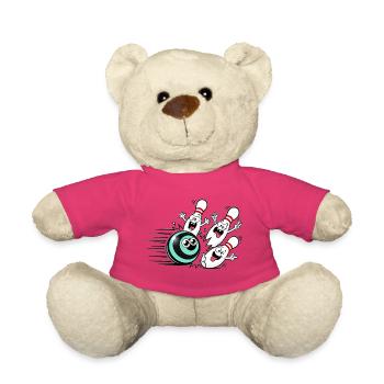 Lebendige Bowlingball mit frechen Pins - Teddy - Pink - Vorne