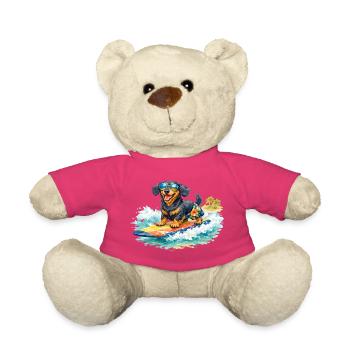 Un teckel fait du surf au soleil - Nounours - rose - Devant