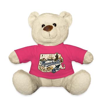 Massachusetts Vintage State Pride Aufkleber - Teddy - Pink - Vorne