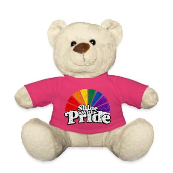 Shine With Pride LGBTQ Statement Retro CSD Fan - Teddy Bear - pink - Front