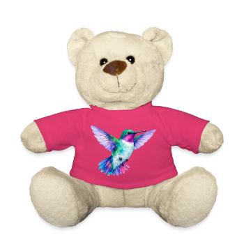 Colibri arc-en-ciel aquarelle - Nounours - rose - Devant