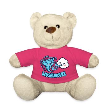 Wuselwolke – Lustiges Wind & Wolken Kinder Motiv - Teddy - Pink - Vorne