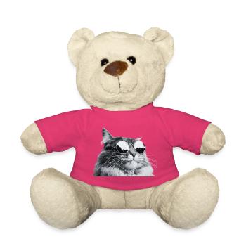 Chat gris avec lunettes de soleil Portrait - Nounours - rose - Devant