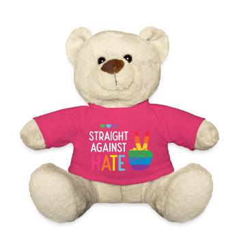 LGBT Pride Month - Straight Against Hate - Teddy Bear - pink - Front