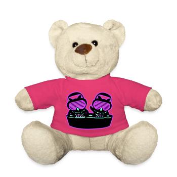 2 DJ Eulen Mischpult Musik auflegen Club Party Duo - Teddy - Pink - Vorne