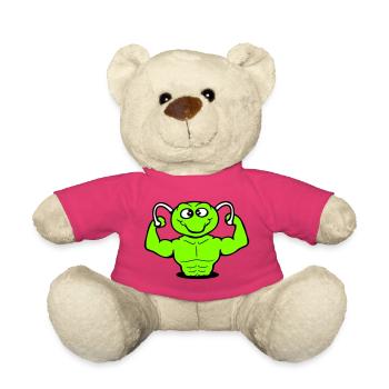 Caterpillar Bodybuilder Muscle Building Strong Fitness Gym - Teddy Bear - pink - Front