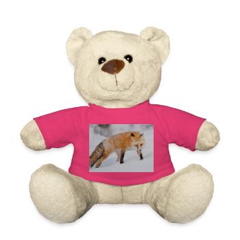 Renard dans la neige Aquarelle - Nounours - rose - Devant