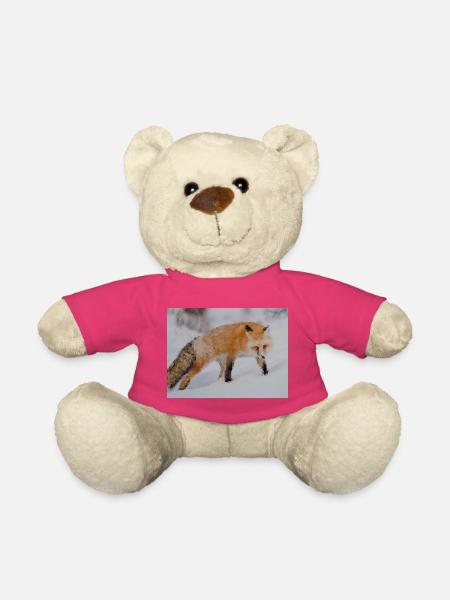 Fuchs im Schnee Aquarell - Teddy - Pink