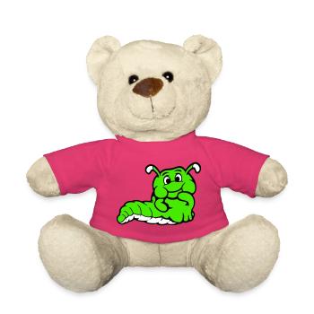 Caterpillar Worm Shy Friendly Curious Looking - Teddy Bear - pink - Front