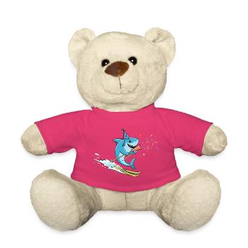 Ski nautique de requin de fête avec trompette et confettis - Nounours - rose - Devant