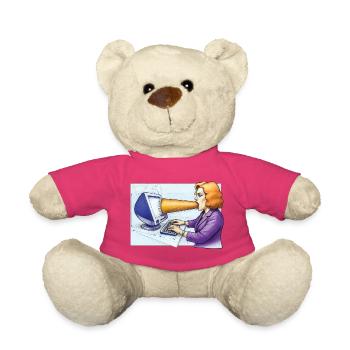COMPUTER ADDICT WOMAN - geek & scifi - Teddy Bear - pink - Front