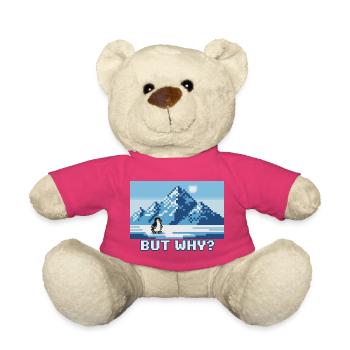 Funny Nihilistic Penguin Greenland Pixel Art - Teddy Bear - pink - Front