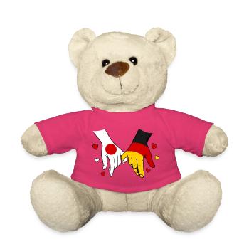 Japan_Deutschland_Flagge_Händehalten - Teddy Bear - pink - Front